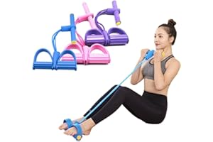 DZOZO Multifunction Resistance Training 4 Tube Pedal Resistance Band Sit-up Pull Rope Fitness Pedal Exerciser Tension Rope Sport Trainer Equipment for Legs Fitness Arm Leg Slimming Training