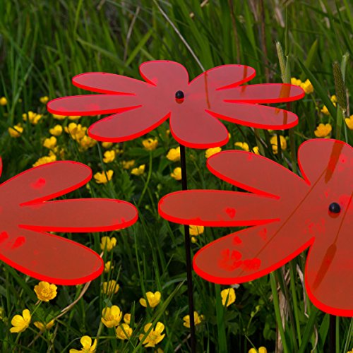 SUNPLAY Sonnenfänger „Gänseblümchen“ in ROT, 3 Stück zu je 20 cm Durchmesser im Set + 70 cm Schwingstäbe - 5
