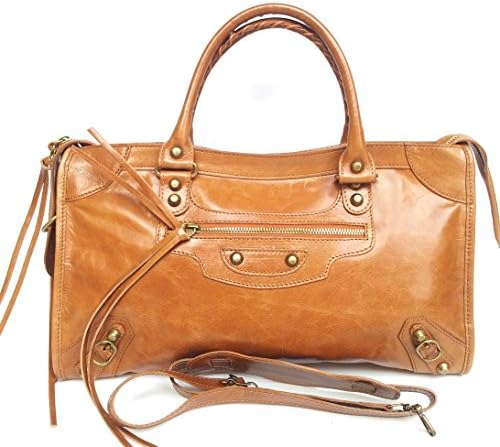SUPERFLYBAGS Women's Genuine Calfskin Italian Leather Handbag Aged Effect lux model Barcellona M size + mirror Made in Italy