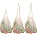 Produktbild Leynatic Obst-und Gemüsebeutel aus Bio-Einkaufsnetz, Wiederverwendbare Einkaufstaschen Premium Natural Cotton-Eco Friendly Netztasche Griff für Lebensmitteleinkauf/Lagerung 3er Set Einkaufsbeutel