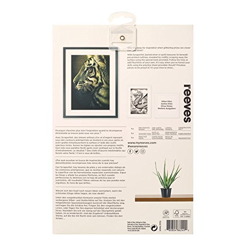 Reeves PPCF58 Kratzbild – Gold Gravurfolie,Größe 20 x 25cm – Motiv: Tiger Portrait, inkl. Kratzmesser & Übungsstück - 2