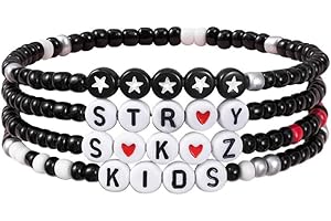 OIXYEY OIXEY 4 Pièces Bracelet Skz,KPOP Bracelets Stray Kids Skz Unisexes, Pour Les Fans De Skz Pour Les Anniversaires, Les Remises De Diplômes, Noël Et Thanksgiving(4Styles)