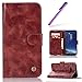 Produktbild Galaxy S8 Hülle,Galaxy S8 Leder Hülle,Galaxy S8 Tasche Schutzhülle,Galaxy S8 Hülle Flip Bookstyle Wallet Brieftasche Leder Schutzhülle Hülle,HMTECH Galaxy S8 Hülle Elegant Retro Vintage Einfarbige Ledertasche Prägung Muster PU Leder Ledercase Flip Tasche Wallet Schutzhülle Soft Silikon Magnetverschluss Etui Tasche Handytasche Hülle mit Standfunktion und Kartenfächer Tasche Wallet Case für Samsung Galaxy S8,Vintage Pure PU:Wine Red