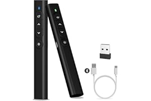 SunnyOcean Presentation Clickers, Bluetooth & 2.4GHz Wireless Powerpoint Clicker, Rechargerable Presenter Remote, Hyperlink Volume Presentation Clicker for Powerpoint Computer Laptop Mac