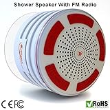 iFox - iF013 Bluetooth Shower Speaker with FM Radio - Certified Waterproof and Wireless Pairing to All Bluetooth Devices for iPhone, iPad, iPod, PC - White