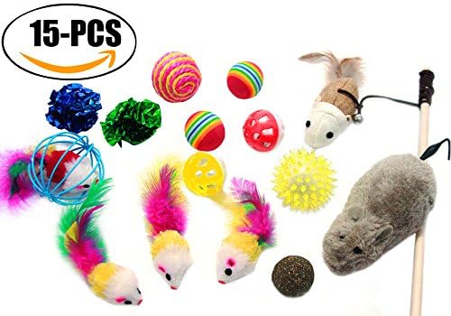 Cat Toys, Sportgirls 15 Pcs Various Cat Kitten Toys Interactive Sisal Catnip Mouse Toys Set for Indoor and Outdoor Small Medium Large Cats