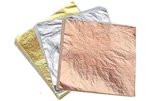 LATERN 300 Sheets Imitation Gold Leaf Metal Silver Leaf Rose Gold Leaf for Art, Gilding Crafts, Decoration, Furniture, 14 x 14 cm