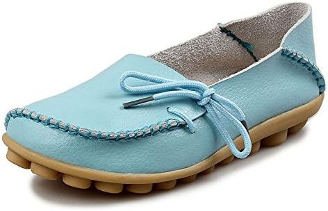 iLory Women's Casual Flat Shoes Leather Loafers Comfortable Driving Shoes Boat Shoes