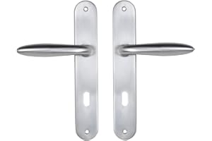 Bricard 984050 Set de Poignées Zamak sur Plaque pour Chambre, Porte Intérieure, Couleur : Argent