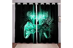 CTQTZ Gamepad Joueur Rideaux occultants Jeu vidéo Jeux de contrôle Rideaux avec Oeillets 184x214 cm (Largeur x Hauteur) Lot de 2 Rideau occultant à Oeillets pour Chambre d'enfant