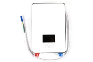 OUKANING Calentador de agua LED sin depósito para baño en casa con protección, 6500 W, calentador eléctrico sin depósito, juego de 220 V (blanco)
