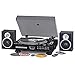 Price comparison product image Zennox Professional Retro Vinyl Turntable Recordable Hi-Fi Music Centre System CD AM/FM Radio USB 3 Speed Cassette Record Player Deck with USB for MP3. (Black) (Black)
