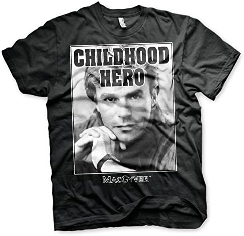 Officially Licensed Merchandise Macgyver - Childhood Hero T-Shirt (Black), Large