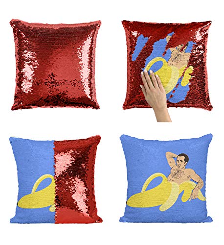 Nicolas Cage In A Banana Animated P115 Sequin Pillow, Sequin Pillowcase, Funny Pillow, Two color pillow, Present Pillow, Gift for her, Gift for him, Magic Pillow, Mermaid Pillow [With Insert]