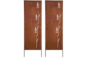 KPGA KAPAGA HOME & GARDEN Kapaga – 2 x – ochrona prywatności z metalu – ochrona przed wzrokiem, ochrona przed rdzą, ochrona przed wzrokiem, do ogrodu, 160 x 50 cm (rdza)