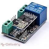 AZDelivery ⭐⭐⭐⭐⭐ ESP8266 ESP-01 Serial Wireless WLAN WiFi Transceiver Module with ESP8266 Relay Adapter for Arduino including free eBook!