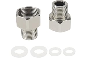 JPGhaha - 2 Piezas Conector Grifo Manguera G 3/4 a G 1/2 Adaptador Roscado Grifo Ducha de Acero Inoxidable Universal Ahorro de Agua para Aireador de Grifo 4 Arandelas Ideal para Cocina Baño Jardín