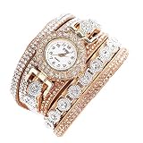Ouneed® Uhren, Damen glitzer Bling Diamond Beiläufiges analoges Quarz Uhr Armband Uhr Geschenk (Beige)