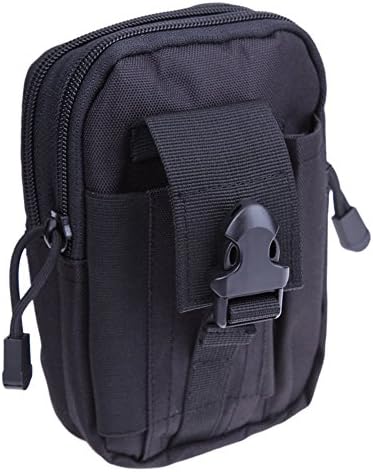 Wynoz All Black 1000D Nylon Tough Duty Tactical Backpack Molle EDC Pouch Universal Casual Outdoor Gear Carrying Kit Capacity Tool Belt Waist Pack Holster for iPhone 7 Plus Samsung S8