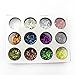 12 Color Nail Art Tool Hexagon Glitter Nail Kit Colourful Carving Pattern Powder