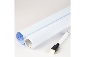 FENTIS Papel Adhesivo Blanco Rollo de Papel Adhesivo Película Autoadhesiva para Pizarra Pegatina de Pared Borrado en Seco Ideal para Niños Bricolaje Aula Oficina Casa 90x400cm