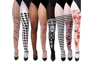 I LOVE FANCY DRESS Womens Halloween Tights Stitches Harlequin Fishnet Scar Skeleton Striped Bloody