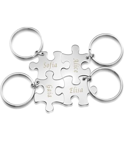 2 Portachiavi Unisex Coppia In Acciaio Inox Con Incisione "Better Together" | Ciondolo A Forma Di Puzzle Per Fidanzati | Regalo San Valentino - 4