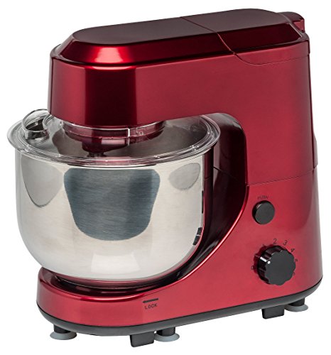 MEDION MD 14610 Küchenmaschine, 600 Watt, 4 Liter edelstahl Rührschüssel, 1 L Mixer Aufsatz, 6 Rühr- und Knetstufen, rot - 2