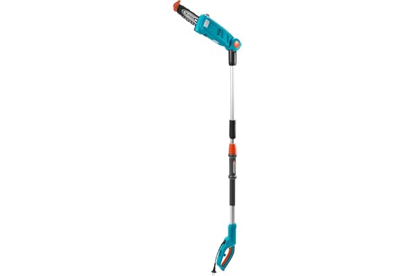 Élagueuse sur perche TCS Li-720/20 de Gardena : tronçonneuse électrique de 720 W et 20 cm de longueur de lame, tête inclinable, butée de coupe, portée jusqu'à 4,40 m, avec bandoulière (8868-20)