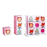 Songmics Regalsystem Kinderregal Kleiderschrank Garderobenschrank Spielzeugkiste Wäscheschrank Kapazität 450L Rosa 112 x 112 x 37 cm LPC33P - 7
