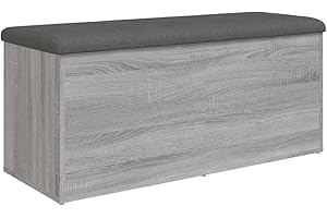 vidaXL Banco con Almacenaje, Almacenamiento para Juguetes Cojines, Banco para Zapatos, Asiento para Pasillo Salón, Madera de Ingeniería Gris Sonoma