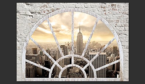 Fototapete Fenster nach New York 350×245 cm – VLIES TAPETE PREMIUM – PROFI QUALITÄT – Top moderne Wanddeko – Riesen Wandbild – Top Design Tapete – Neue exklusive Edition mit noch besser Druckauflösung – Deutsches Premium Vlies – City Stady New York Fenster d-A-0043-a-b - 2