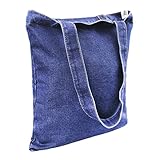 Damen Jeans Canvas Leinwand Umhängetasche Messenger Bag Handtasche Schultertasche Tasche Löcher Muster Hellblau & Dunkelblau - 5