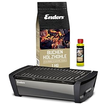 Enders Aurora Mirror Starterset Black Raucharmer Tischgrill Im Set Mit Holzkohle Und Anzndpaste Mobiler Holzkohle Grill Rauchfrei Mit Gussrost Fr Balkon Picknick Camping