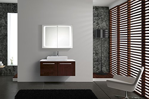 Eurosan 2-türiger Spiegelschrank, Integrierte LED-Frontbeleuchtung, Breite 80 cm, Weiß, London, L80 - 6