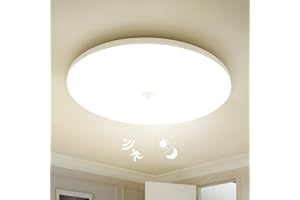 Lampa sufitowa LED Combuh z czujnikiem ruchu i czujnikiem zmierzchu, 18W 1800LM Ø30CM Okrągła lampa sufitowa z czujnikiem ruchu, 4000K Zimna biel IP56 Lampy sufitowe LED do korytarza Schody wejściowe