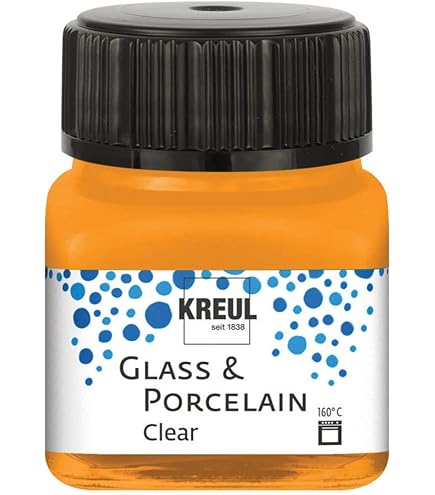 KREUL 16207 - Vetro & Porcellana Rosso Granato Classico, in Barattolo da 20 ml, Vernice Brillante a Base d'Acqua per Vetro e Porcellana, a Rapida Essiccazione, Coprente