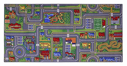 Book's Cover ofID Mat 95200 City Ville Gris Tapis Jeux de Cartes Fibre PolyamideGel Latex Multicolore 200 x 95 x 05 cm