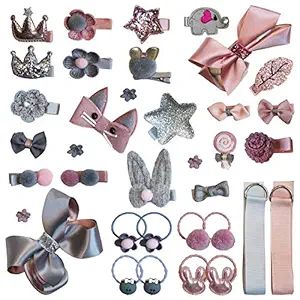Golden Bird - 36 pcs Baby Girls Hair Clips Cute Hair Bows Baby Elastic Hair Ties Hair Accessories Ponytail Holder baby hair clips for infant girl