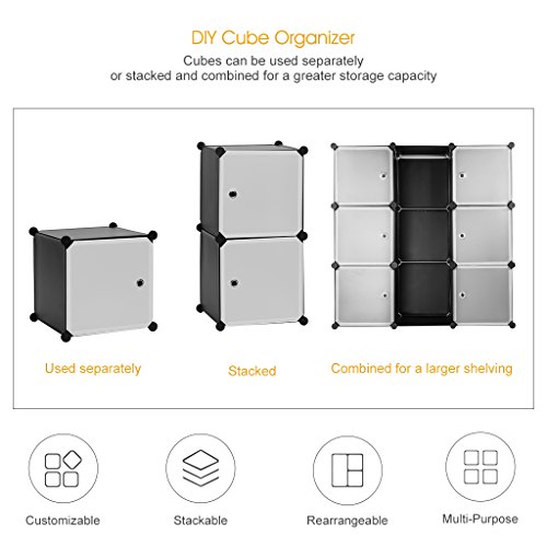 LANGRIA Stufenregal 9-Kubus Regalsystem Lagerregal Kleiderschrank Garderobenschrank für Kleidung, Schuhe, Spielzeug und Bücher - 4