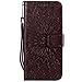 Produktbild DENDICO LG G7 ThinQ Hülle, Premium Leder Wallet Tasche Etui Sonnenblume Prägung Hülle mit Magnetverschluss, Flip Brieftasche Handy Schutzhülle für Samsung LG G7 ThinQ - Braun