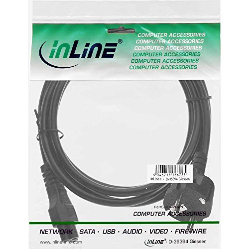 3 Stück InLine 16656X Netzkabel für Notebook (3-polig Kupplung, 1,8m) schwarz - 2