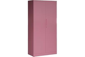 ‎DOMATOR Domator Metallschrank 185 x 90 x 45 cm | Aktenschrank Abschließbar mit Kleiderstange, Pulverbeschichtung | Aufbewahrungsschrank Umkleideschrank Spind Kleiderstange | Rosa