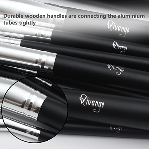Qivange 15 stück makeup Pinselset synthetisches kosmetik Pinsel Set Foundation Lidschatten Pulver schminkpinsel mit kosmetik Tasche(Schwarz Silber) - 3