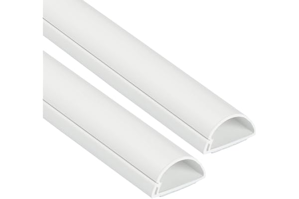 D-Line Goulotte Passe-Câbles 30x15mm, Pack 2 m – Profil Demi-Rond, Cache-Fils Auto-Adhésif, Gestion des Câbles Peignable – 2X Longueurs 1 m (30 mm l x 15 mm h) – Blanc