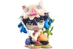 XESAGSNV Desktop Decorative Sculptures, PVC Sculptures, Cake Decorations, Demon Slayer Cartoon Character Ornaments, Anime ornaments, Color Box Packaging(Kamado Tanjirou) (Flower Hashibira Inosuke)