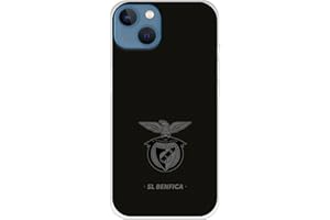 LA CASA DE LAS CARCASAS Coque de téléphone mobile Benfica pour iPhone 13 avec fond noir, protection pour votre mobile, coque en silicone flexible avec licence officielle Benfica