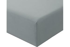 RUIKASI Prześcieradło z gumką 160 x 200 cm, mikrofibra, jasnoszary, 30 cm, prać 60°C, suszyć