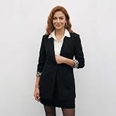 Mono Yaka Klasik Ceket - Kadın Blazer Ceket - Normal Kalıp - Kol Detaylı Blazer Ceket Kadın - Leopar Desenli Ceket