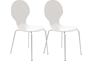 ‎CLP CLP 2X Stapelstuhl Diego I Konferenzstuhl Mit Holzsitz Und Stabilem Metallgestell I 2 x Platzsparender Stuhl Mit Pflegeleichter Sitzfläche, Farbe:weiß